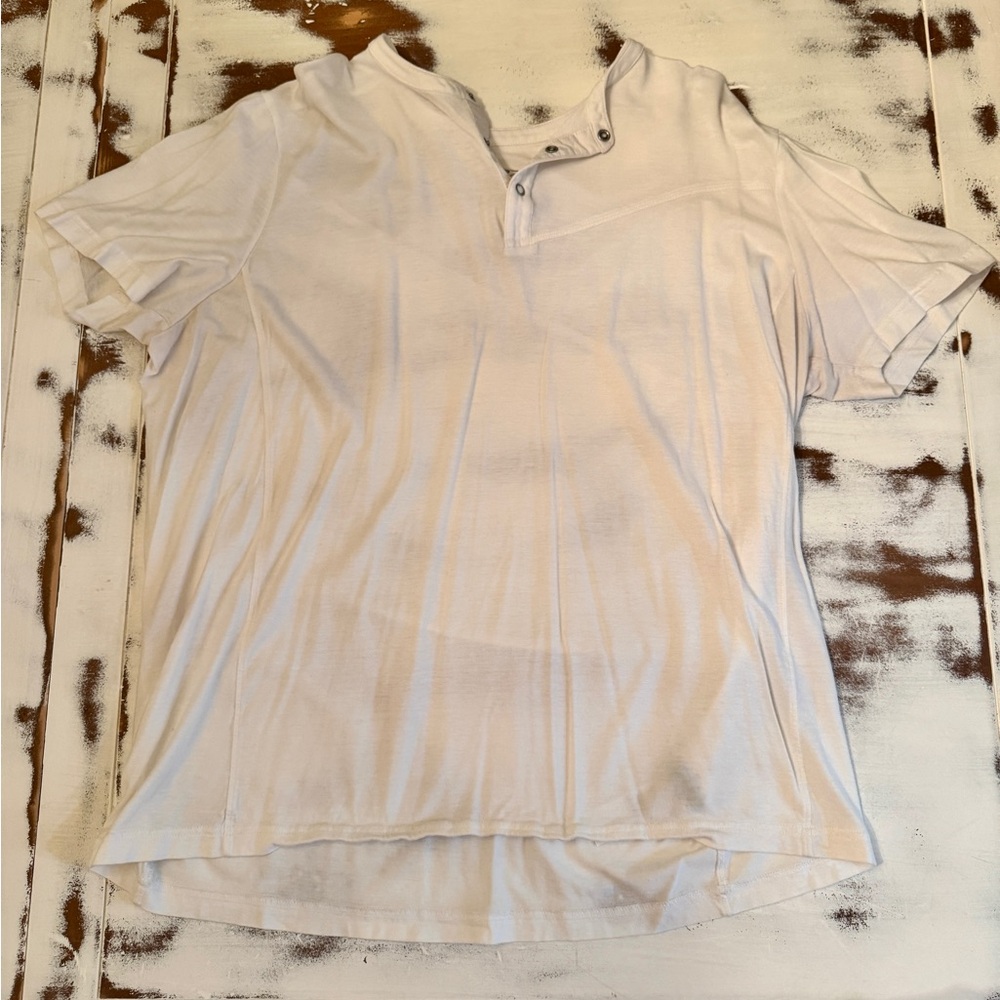 Spyder white two-button henley shirt